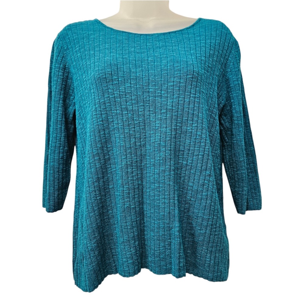 Eileen Fisher Sweater sz M Crew Neck 3/4 Sleeve Organic Linen Cotton Minimalist
